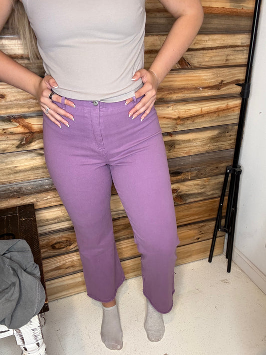 Soft Washed Stretchy High Waisted Flare Pants