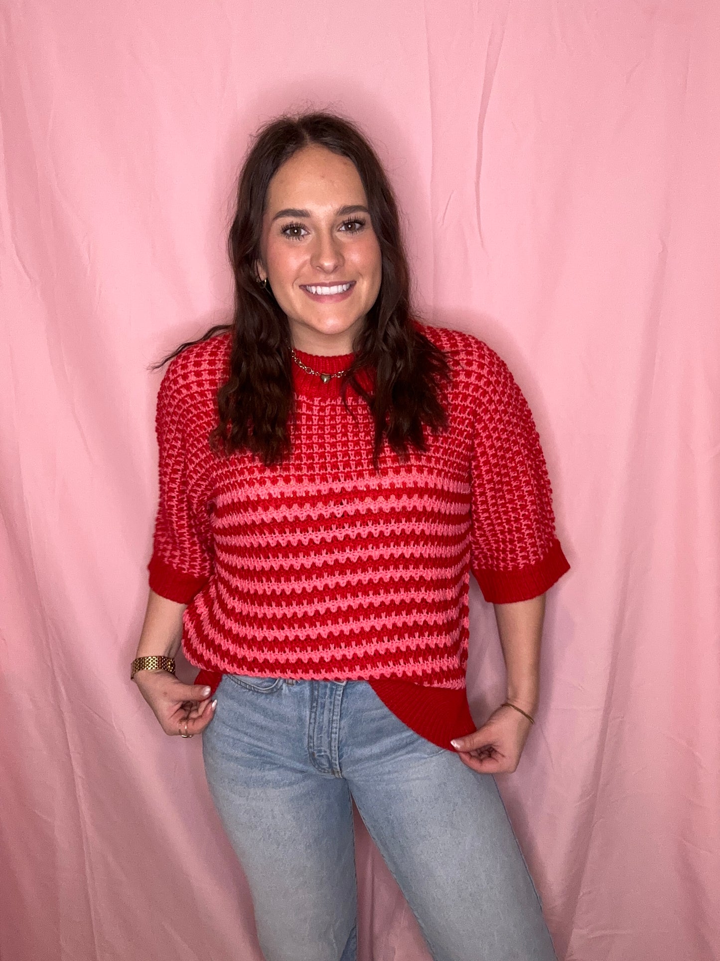 Spring 2026 Stripe 3/4 Draped Sleeve Slouchy Sweater (S-XL)
