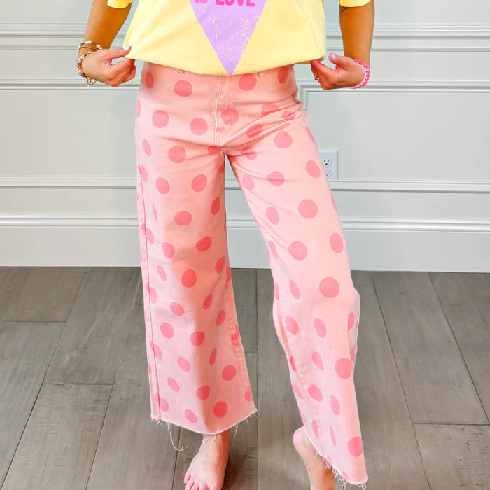 Poppy & Pine Polka Dot Stretchy Blush Denim