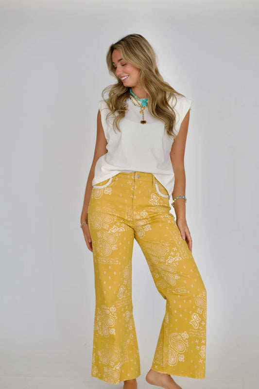 Poppy & Pine Mustard Bandana Pants