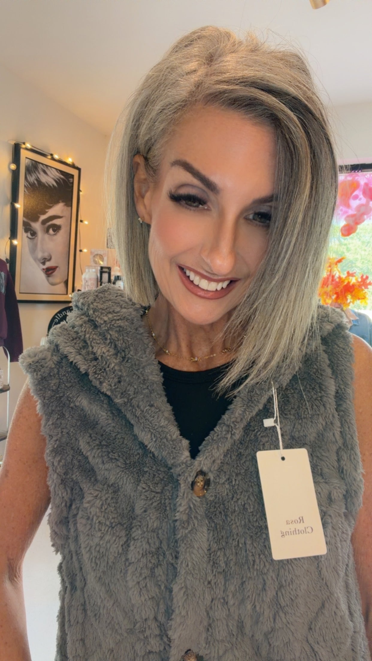 Double-sided Plush Hooded Button Vest