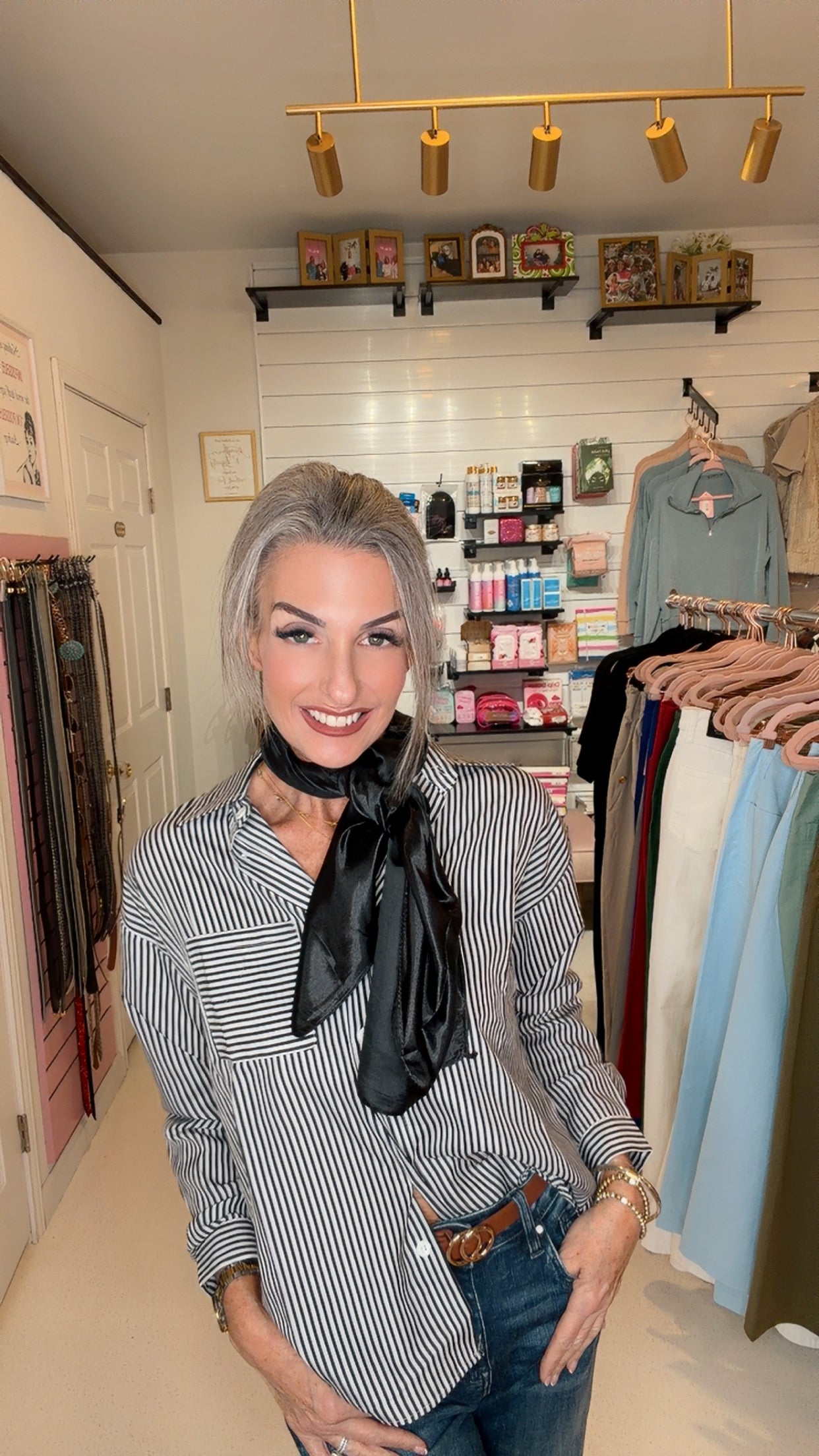 Striped Button Down Long Sleeve Collared Shirts