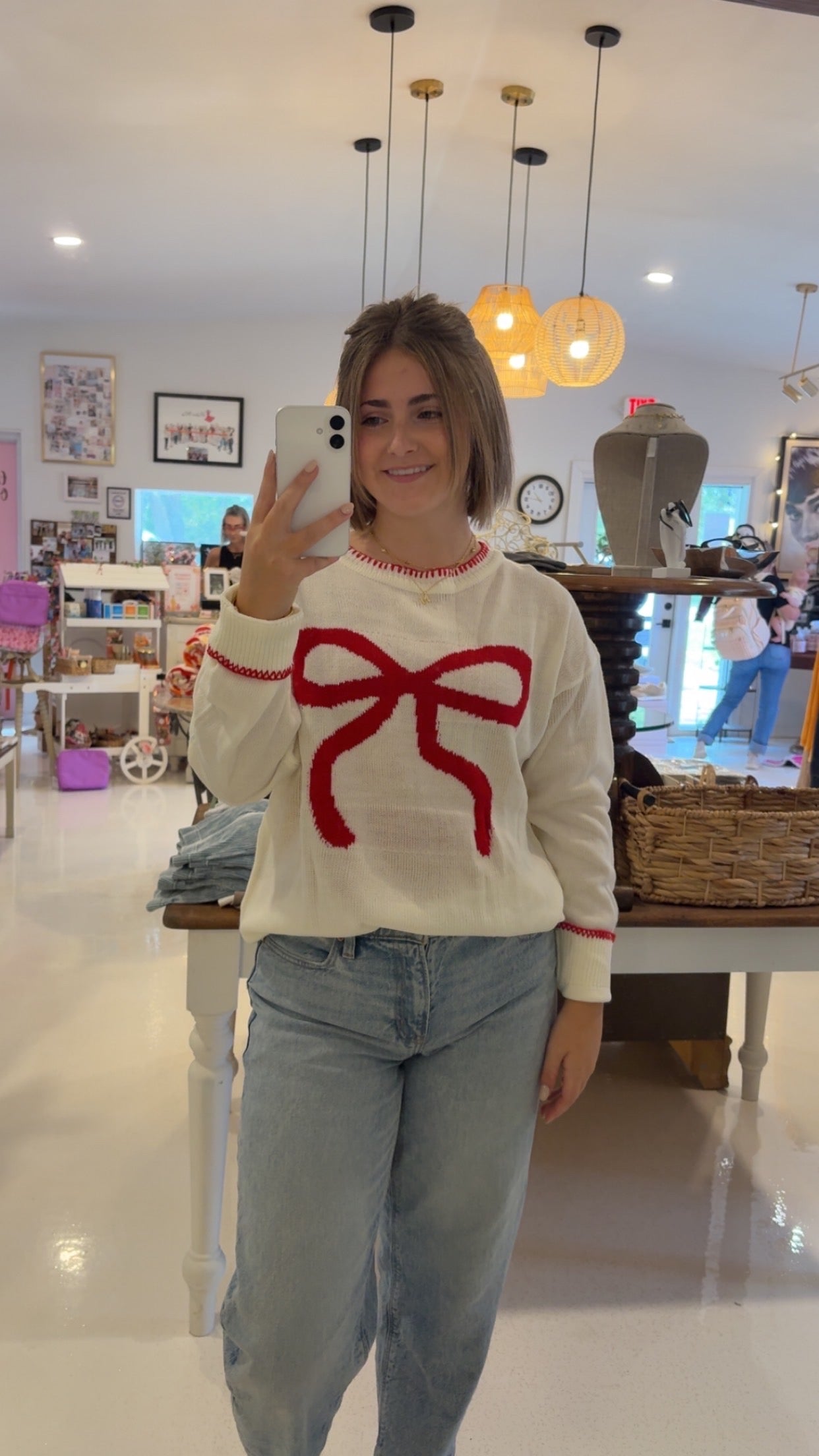 Loose-Fit Long Sleeve Round Neck Christmas Sweater