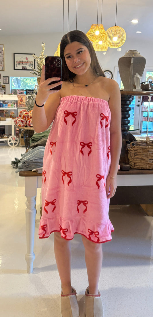 BOW BATH WRAP,PINK