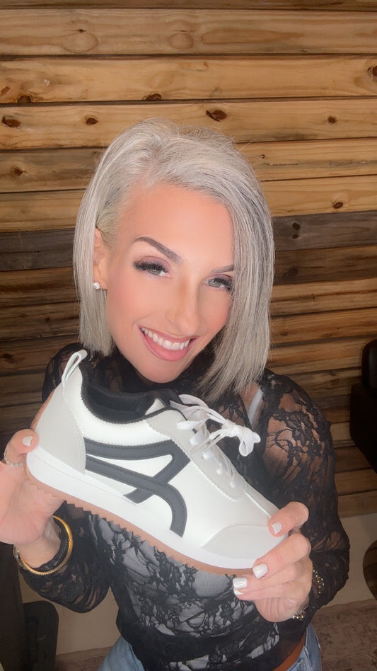 SWOOSH LINE DESIGN GUM SOLE SNEAKERS