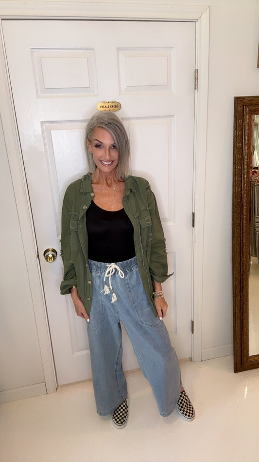 Coastal Breeze Wide-Leg Denim Pants