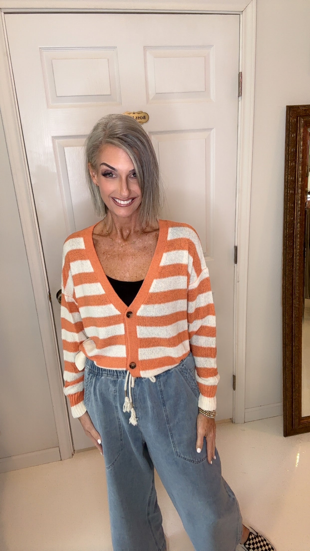 Cozy and Free Striped Cardigan