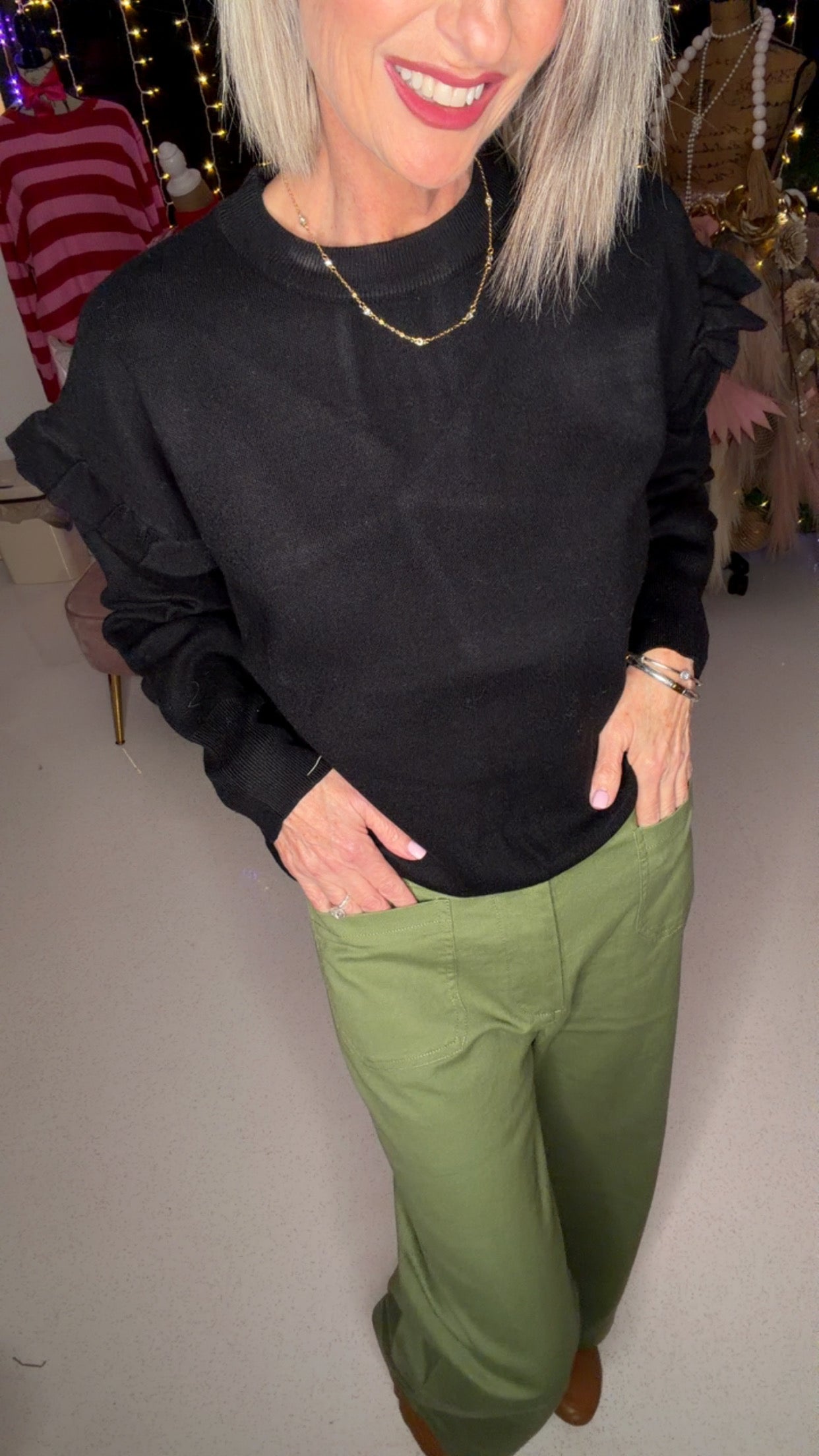 HIGH WAIST CROPPED WIDE LEG PANTS