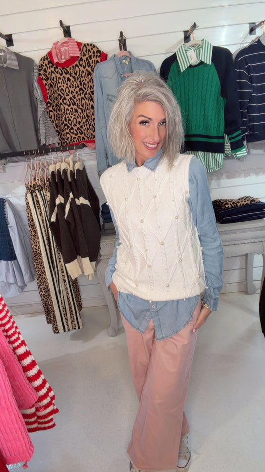 COTTON TWILL WIDE LEG ANKLE PANT