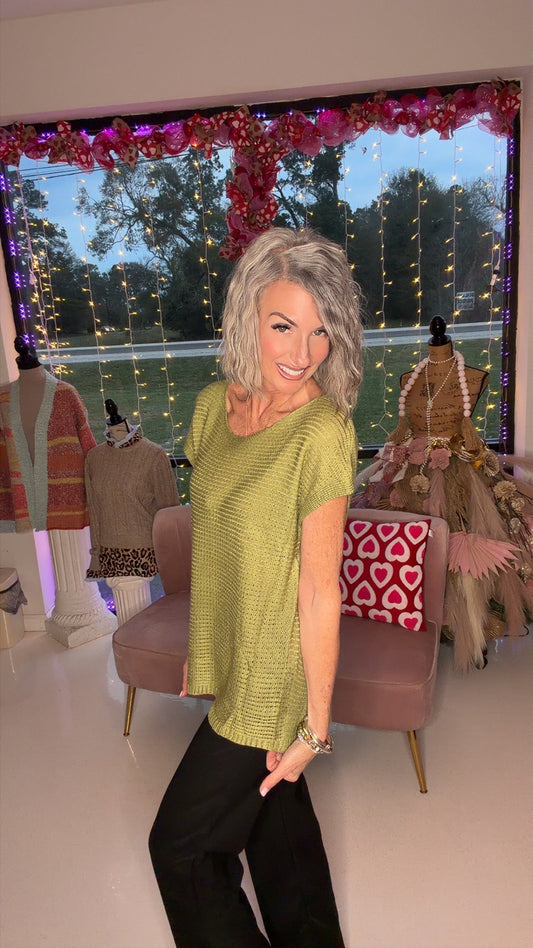 Summer Knit Top for Women Loose Casual Short Sleeve Tee