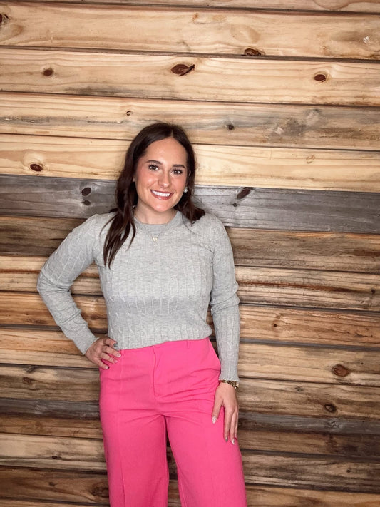 Long Sleeve Round Neck Cable Sweater