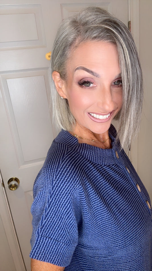 Button down ribbed Henley