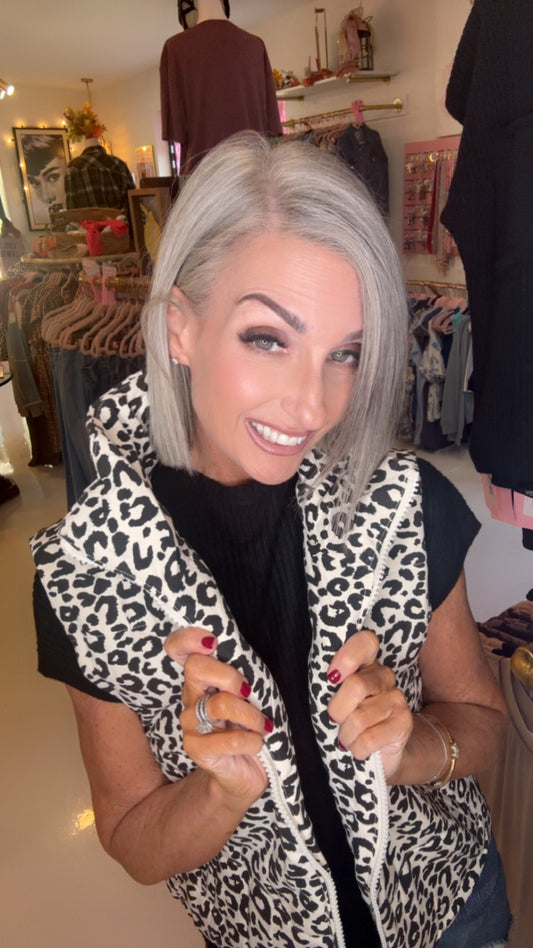 Leopard Print Puffer Vest