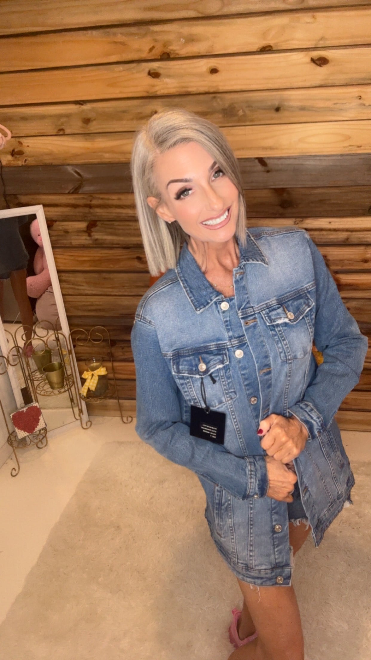 MEDIUM WASH  - LONG DENIM JACKET