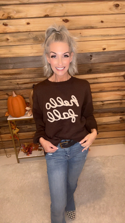 HELLO FALL Letter Embroidered Oversize Sweater -