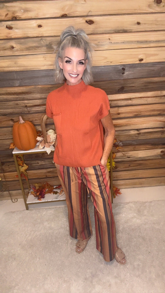 Colorblock High Waist Straight Pants