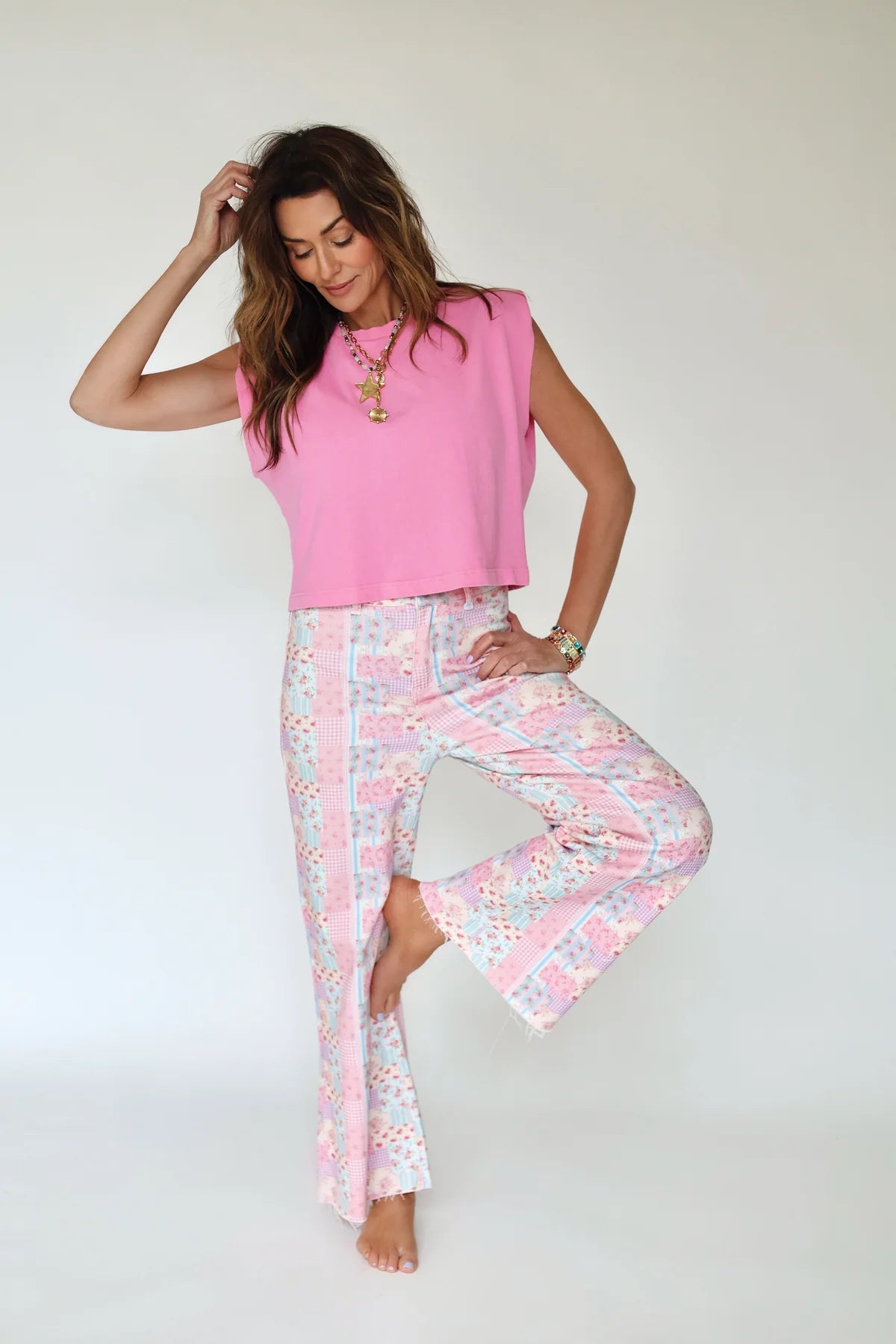 Poppy& Pine Floral Patchwork Denim