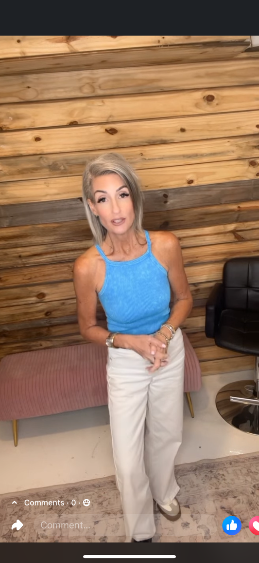 Stone Washed Ribbed Seamless Cami Top