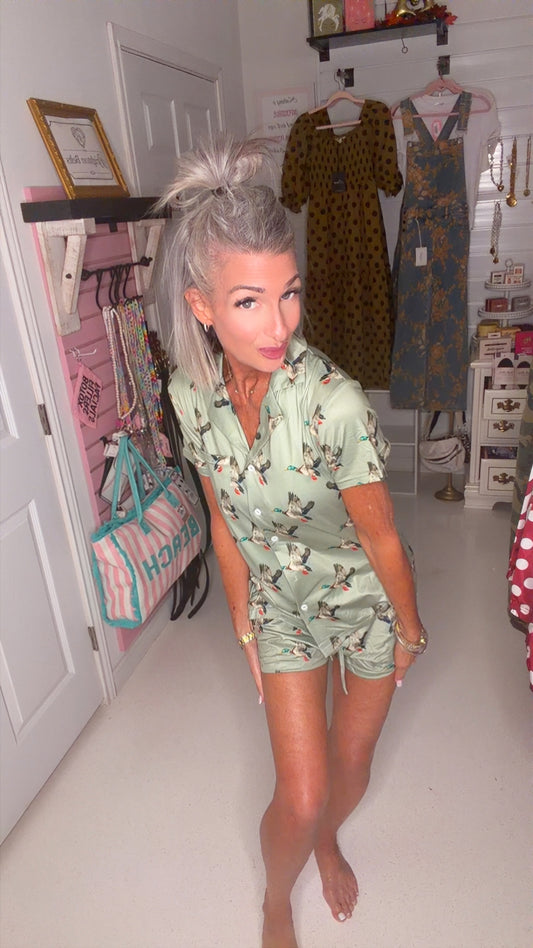 Green Duck Pajama Set