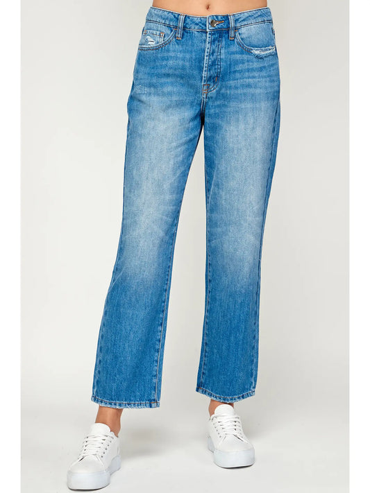 Medium Wash - High Rise Flare Jeans