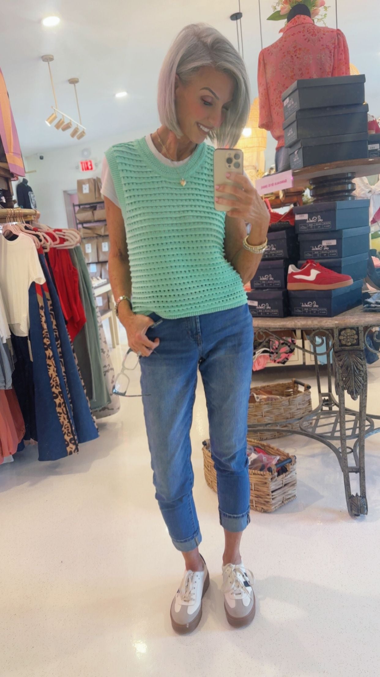 Knit Sweater Crocheted Sleeveless Crop Top