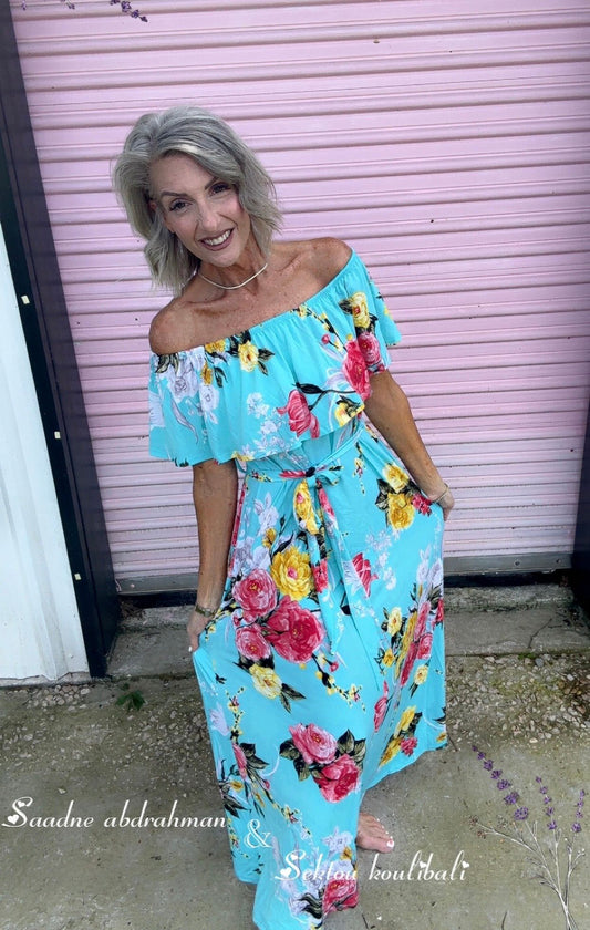 Floral Maxi Dress with Belt