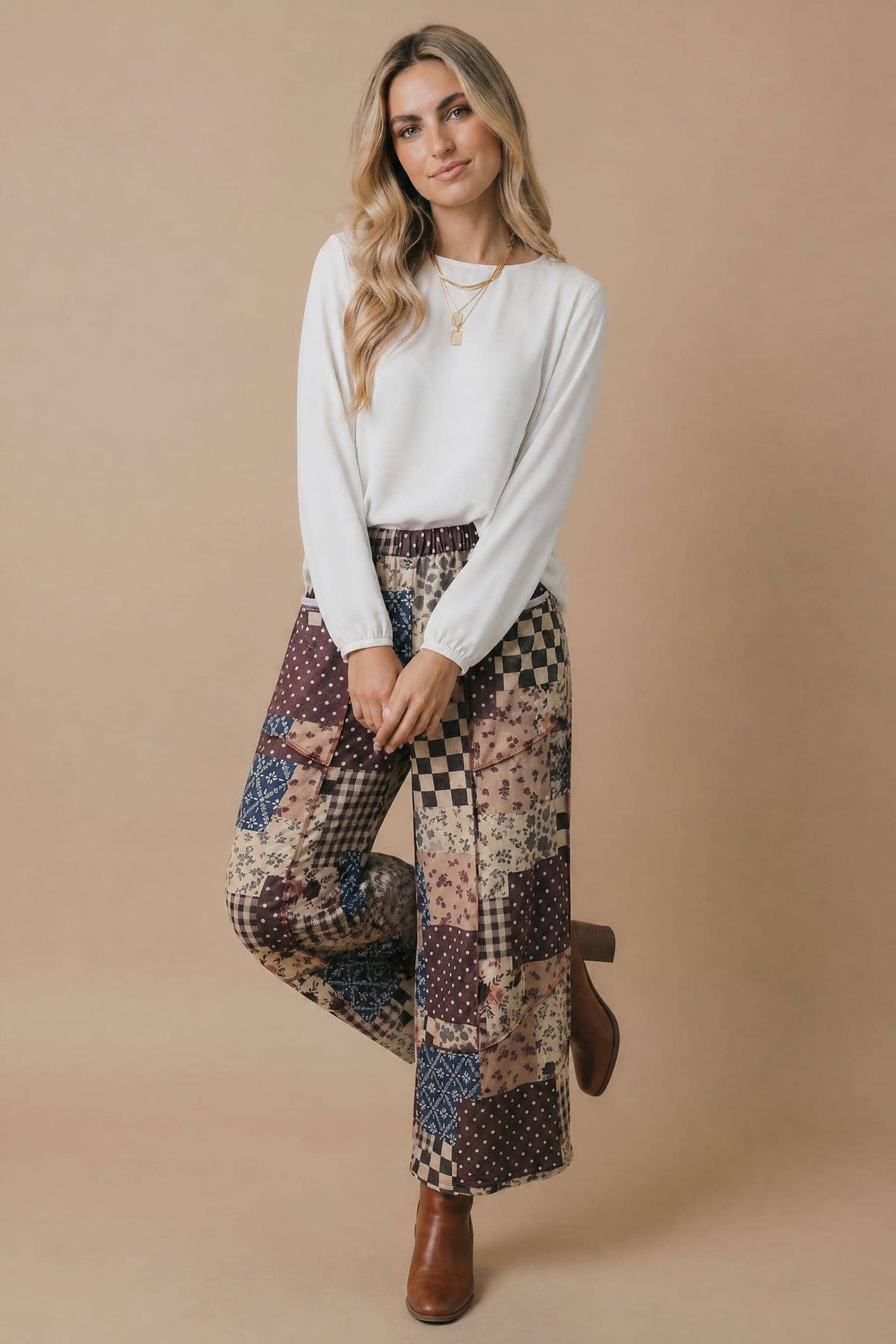 Patchwork Floral French Terry Pants