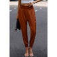 Elastic High Waist Sweatpants Sporty Pocket Pants