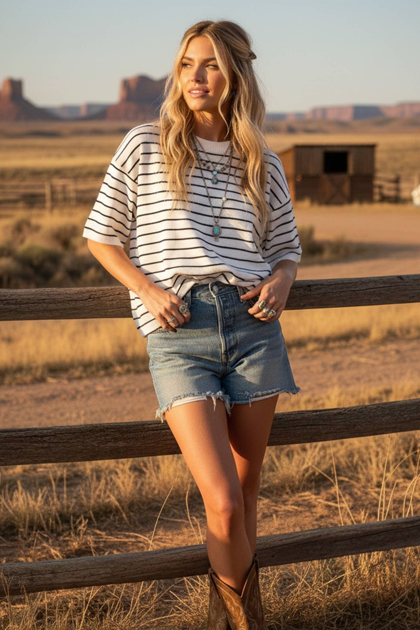 Oversized Lightweight Striped Sweater Top