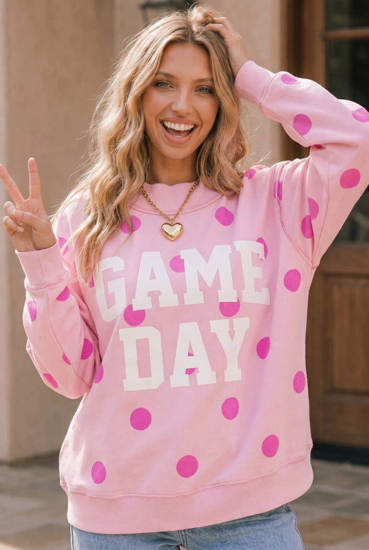 Game Day Polka Dot Graphic Sweatshirt