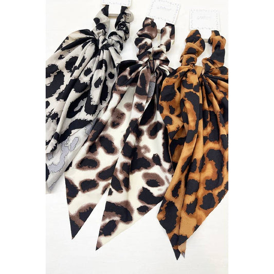 Leopard Print Scarf Hair Scrunchies