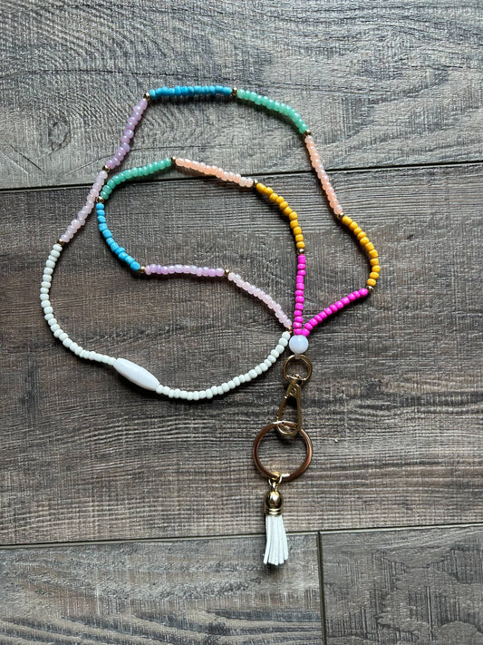 Cool Colors Seed Bead Lanyard with Breakaway Clasp