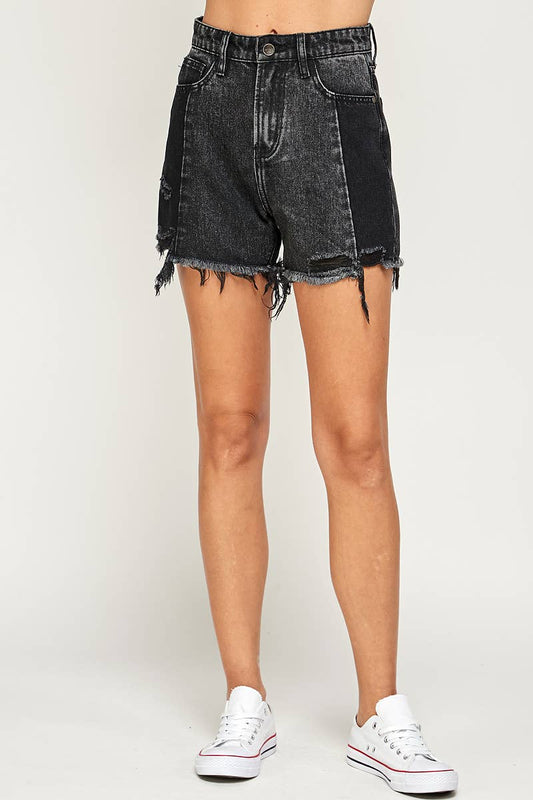 - Black - High Rise Denim Shorts