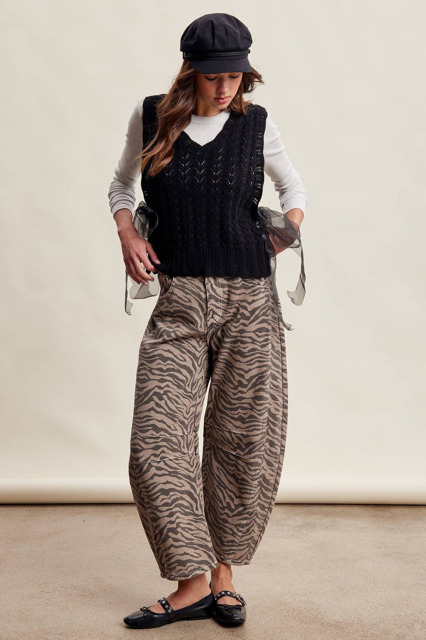 Zebra Print Barrel Jeans LP0260