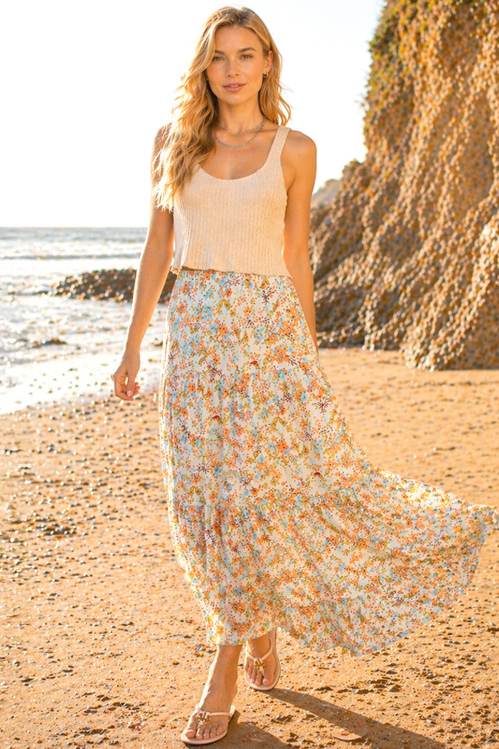 Floral Tiered Maxi Skirt