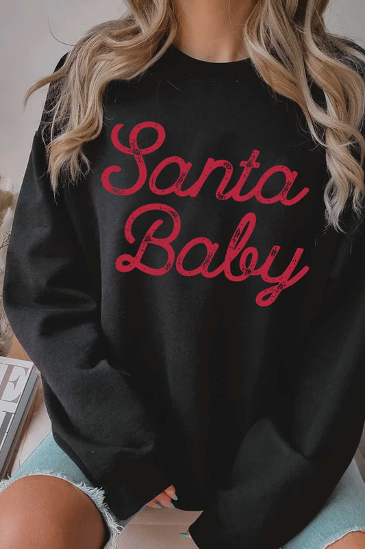 SANTA BABY PUFF GRAPHIC BRUSHED SWEATSHIRTS