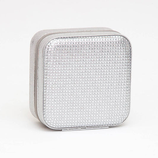 Bling Studded Square Travel Jewelry Organizer Box