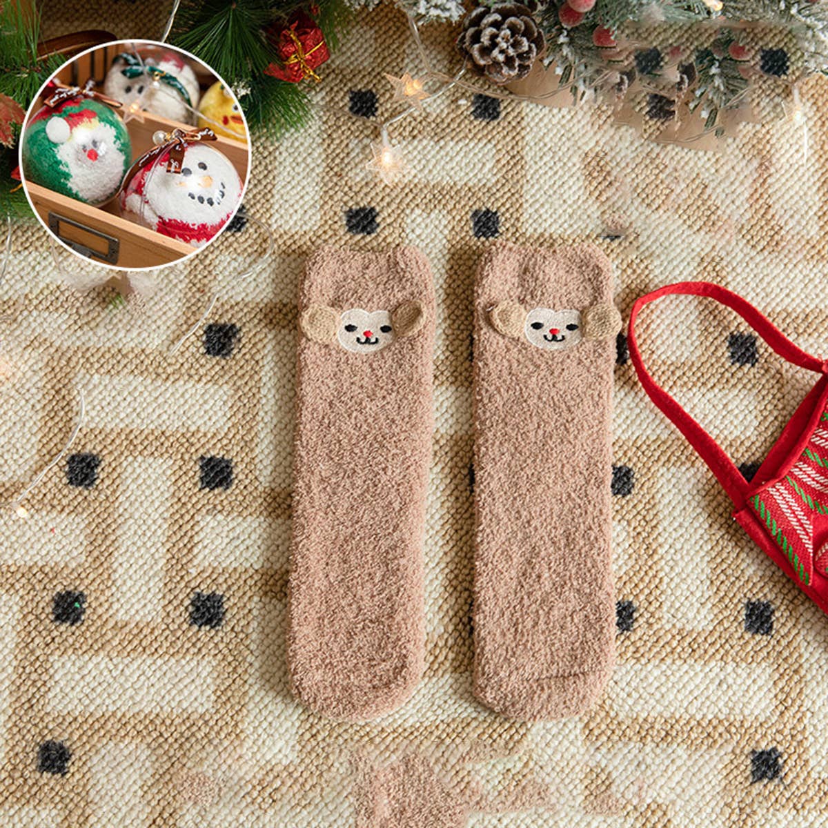 SANTA CLAUS FUZZY CHRISTMAS SOCKS GIFTS FOR WOMEN