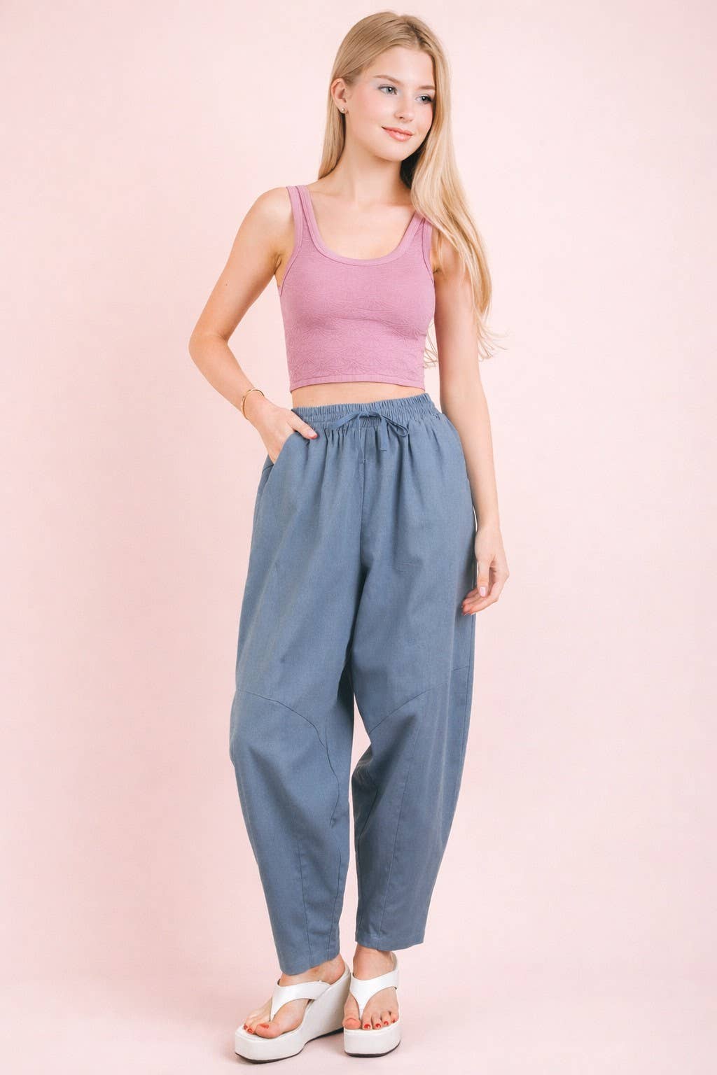 Solid Barrel Comfy Woven Pants