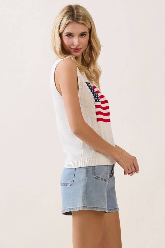 Sleeveless Flag Knit Top