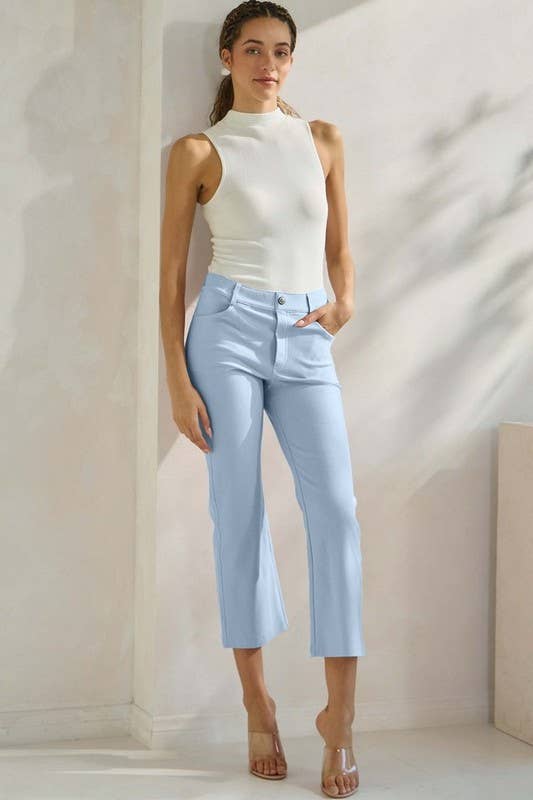 Women's Classic Solid Straight Leg Crop Pants