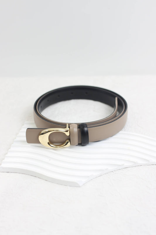 -  Sleek Leather Belts with Gold-Tone Buckle