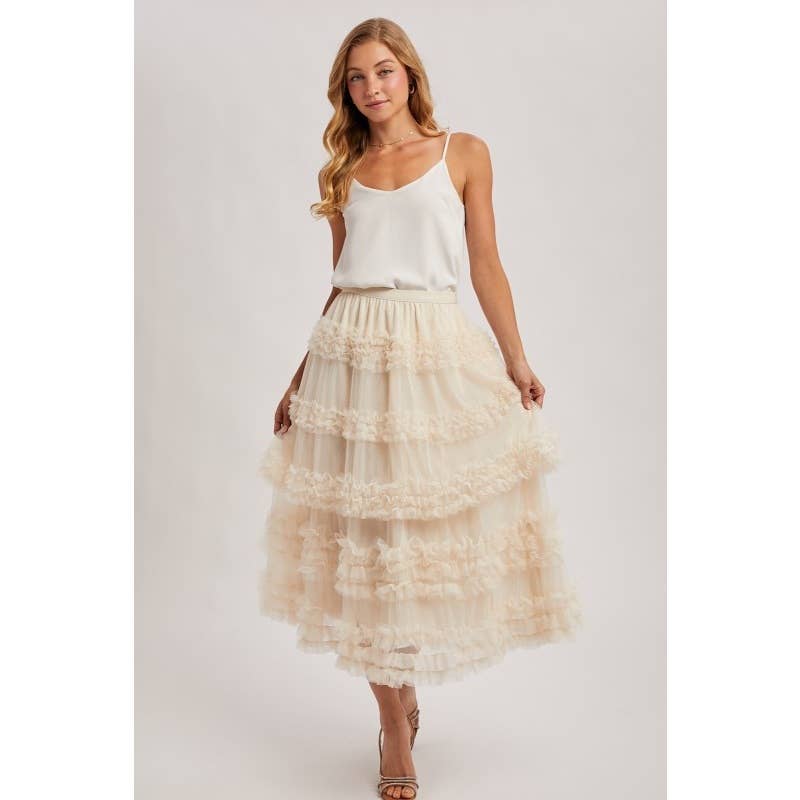 Ruffle Tiered Midi Skirt