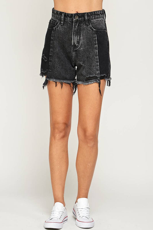 - Black - High Rise Denim Shorts