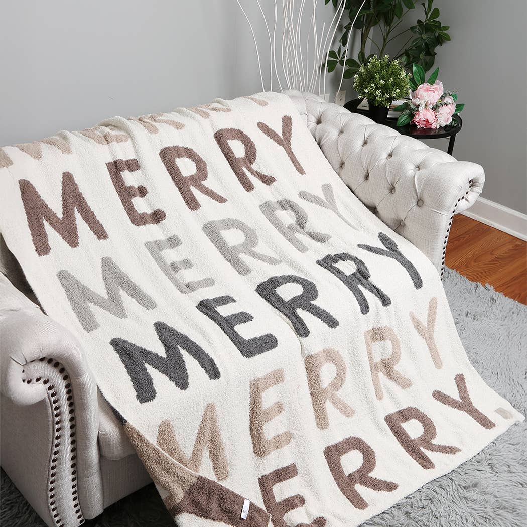 Multi Color Merry Pattern Print Cozy Throw Blanket