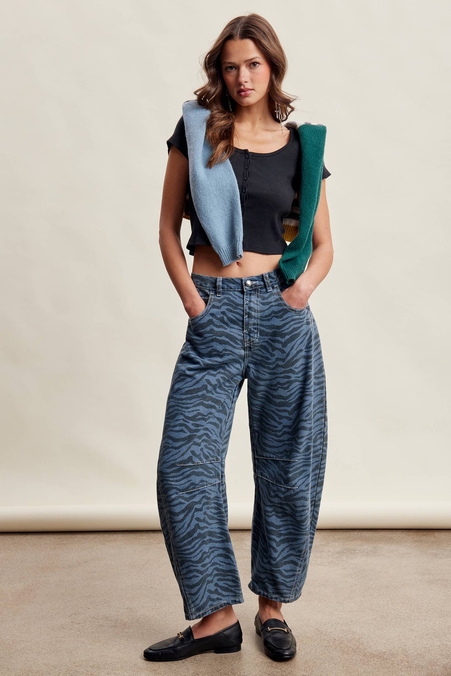 Zebra Print Barrel Jeans LP0260