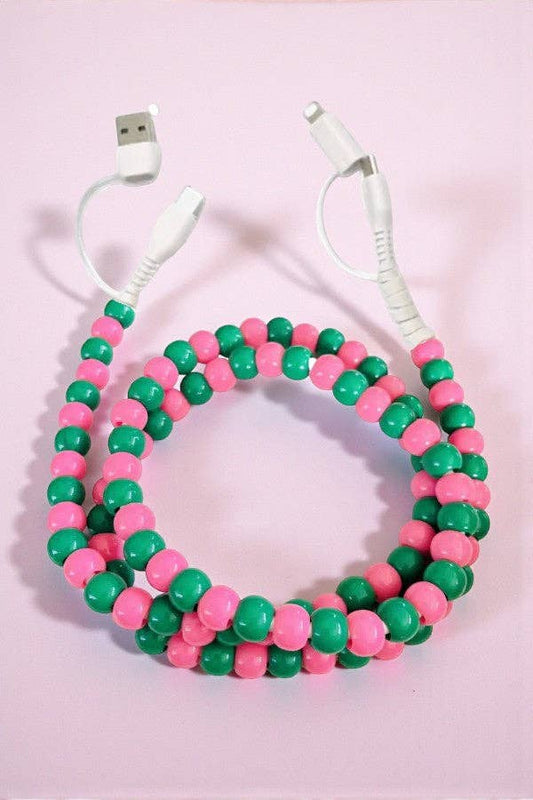Updated Pink and Green Beaded Charger