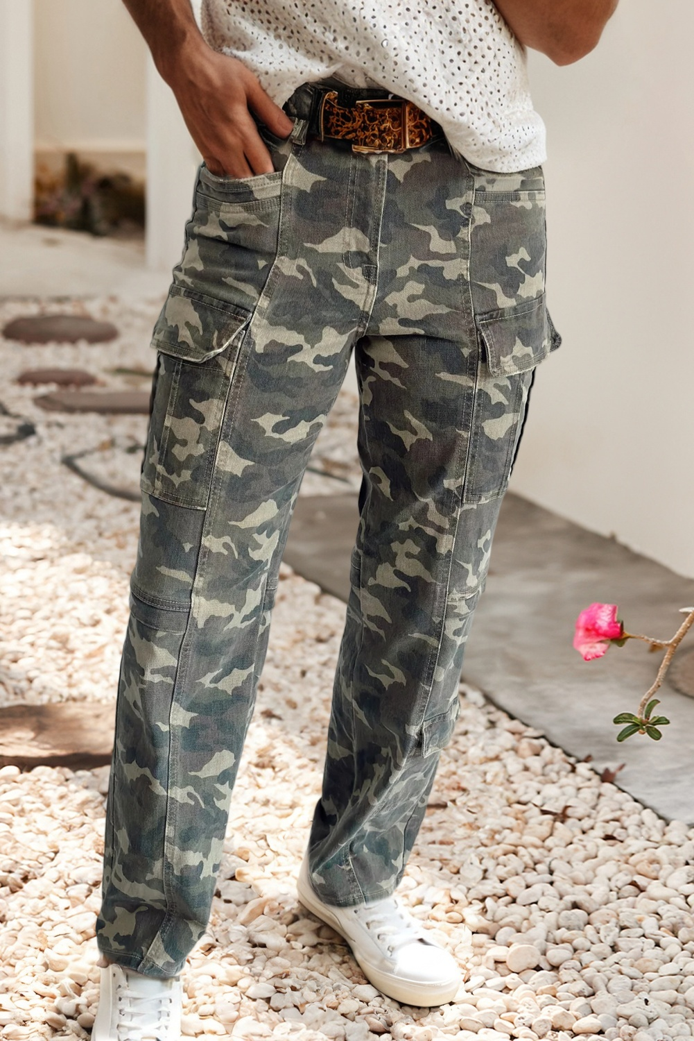 LDC Camouflage Print Multi Pocketed Womens Denim Pants