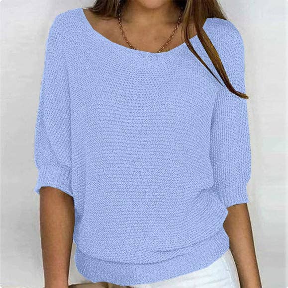 Lightweight Knit Sweater Dolman Sleeve Pullover Top