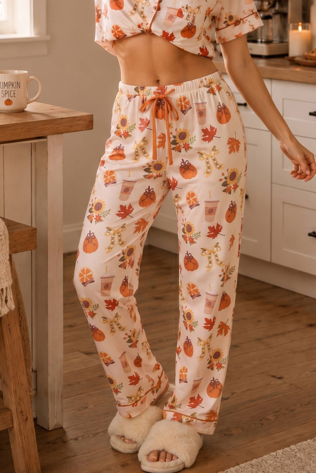 Pumpkin Spice Fall Print Pajama Set – Holiday Sleepwear